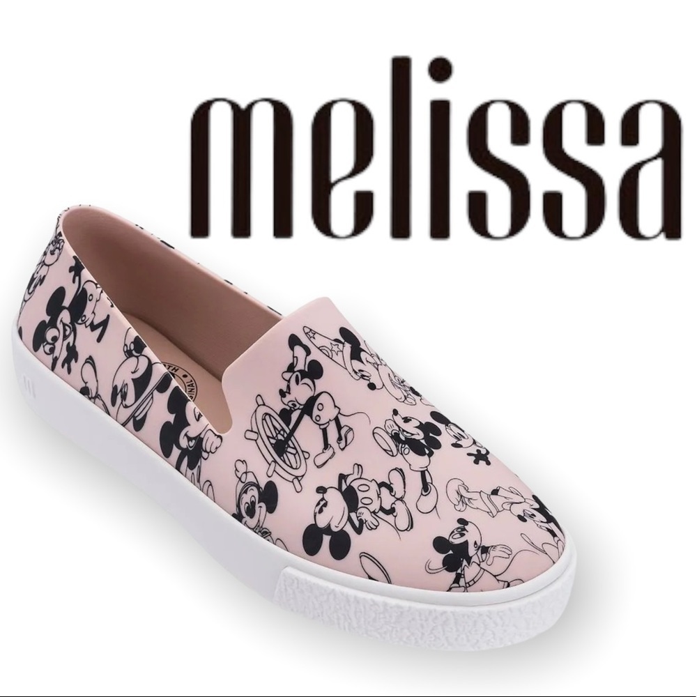 RARE Melissa Disney Pink Slip Ons Mickey Mouse